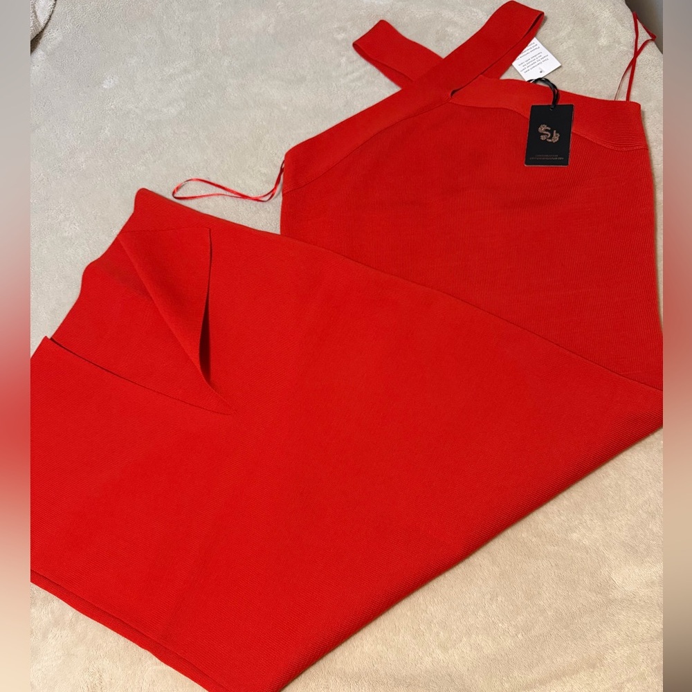 NWT Sincerely Jules Red Midi Dress with Cross-Front Neckline - Picture 3 of 7